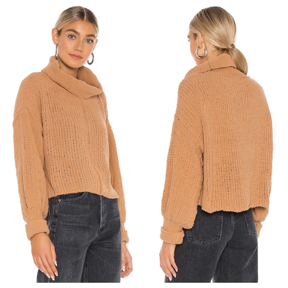 NWT Free People Be Yours Cowl Neck Sweater, Camel